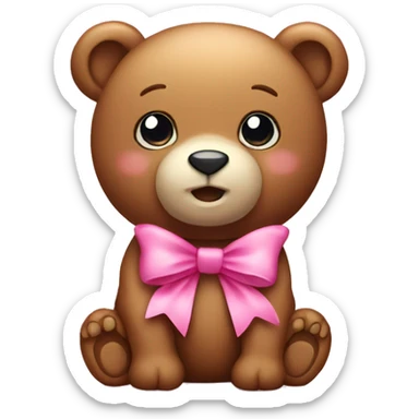 Cute bear with pink bow  sticker