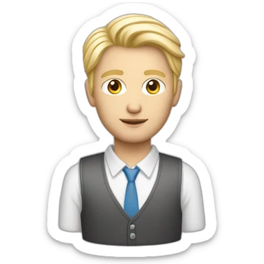 male blonde white data analyst on pc sticker