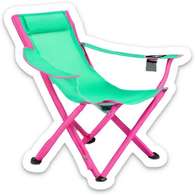 Realistic mint green and hot pink folding outdoor chair. sticker