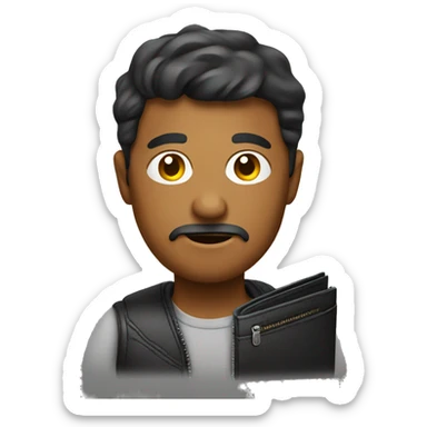 man looking thru wallet sticker