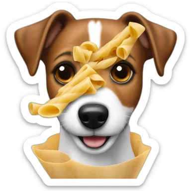 jack russel eating bolognes pasta sticker