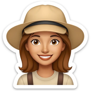 stylish latin-american woman wearing a cap and smiling with a small mole mark on her right chin sticker