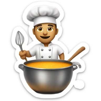chef cooking while standing in a pot of soup sticker
