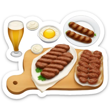 Bosnian cevapi with somun and kaymak sticker