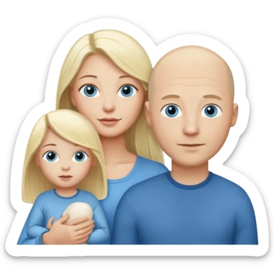 Eigene Familienbild - 3 Personen, Frau dunkle lange Haare,  Mann Glatze und blaue Augen, ein kind von 2 Jahren und blond und dunkle Augen  sticker