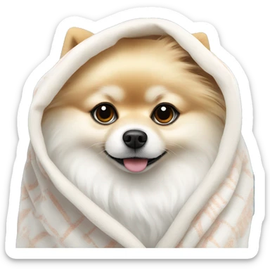 White Pomeranian in plink blanket  sticker