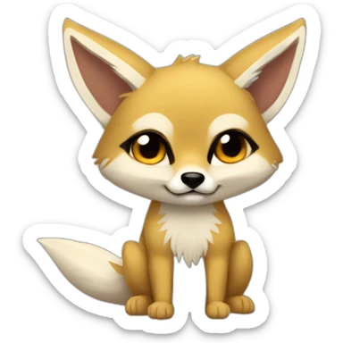 Jackal whut gold furr hug grumpy fennec fox sticker