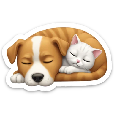Cat and dog napping  sticker