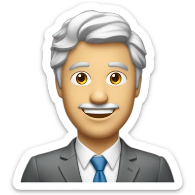 Smiling réal estate agent with a graying bearb sticker