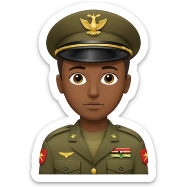 
portrait of an Iraqi soldier, from head to chest, with a neutral expression sticker