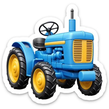 blue plastic toy  tractor sticker