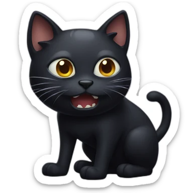 scary spooky black cat sticker