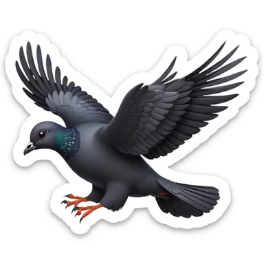 black pigeon flying sticker