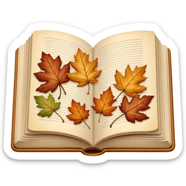 beige autumn open book with leaves on it sticker