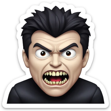 Rick Astley but his head is gray as hell and he blends in with the pitch black background and looks like he’s lurking in the shadows and his eyes aren’t even visible and he has angry monster teeth and looks like he’s about to eat someone and he is most likely a killer sticker