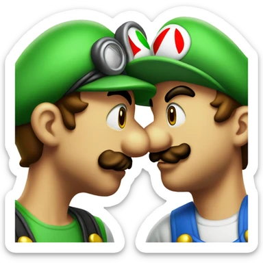 Mario and Luigi kissing sticker