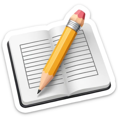 Minimalistic flat vector icon, iOS style, thin black contour on white background. Pencil with sketch lines on paper. No text, no shadows sticker