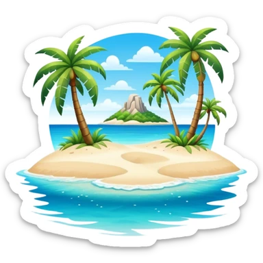 tropical island with palm trees and ocean sticker