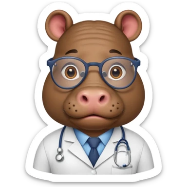 Hippo doctor, glasses, uniform sticker