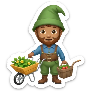 gnome with wheelbarrow sticker