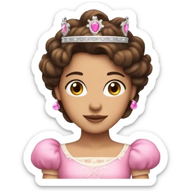 Brunette princess with pink crown  sticker