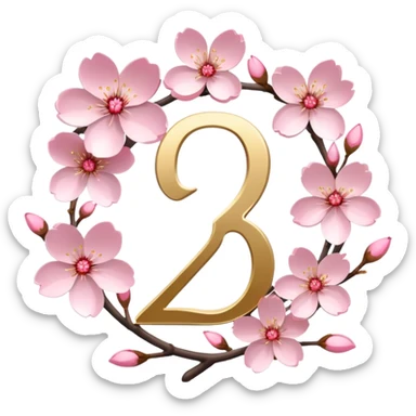 cherry blossom and the number ‘25’ sticker