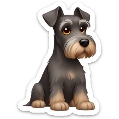 Brown schnauzer with a red nose and hazel eyes side angle sticker