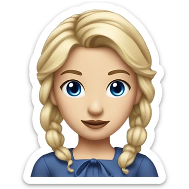 Blonde girl dark blue eyes light eyebrows with a bow in her half up half down shirt sticker