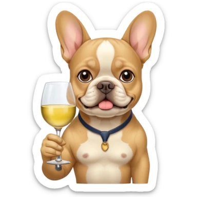 Tan French girl bulldog drinking white wine sticker