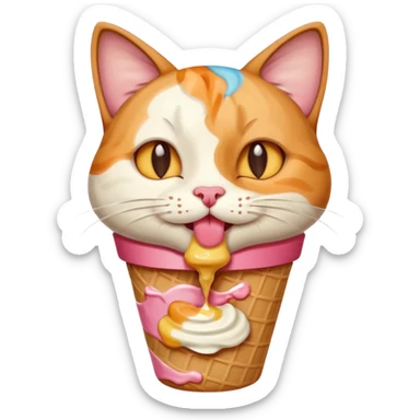 A cat enjoying an ice cream, eyes closed in delight, portrait, bust up sticker