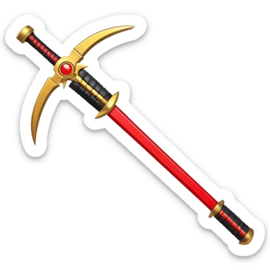 samurai themed space miner tool icon, futuristic mining tool inspired by katana, Japanese armor details, red black gold color palette, glowing energy accents, 3D cartoon, mobile game icon style, clean background, soft shadow, no text, no watermark

 sticker