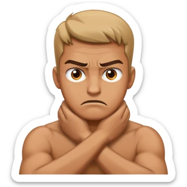 guy angry with hands crossed over his neck sticker
