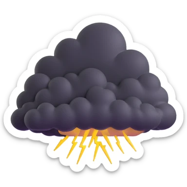 thundercloud with rain and lightning sticker