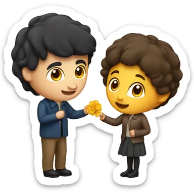 Brünette Girl  proposes to a man sticker