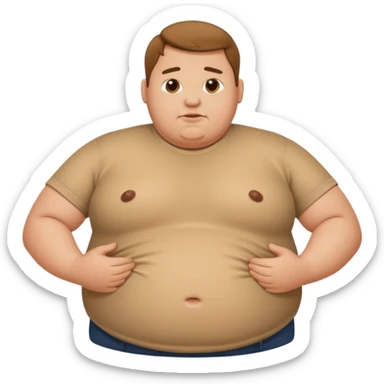 a fat person tugging their shirt away from their fat belly sticker