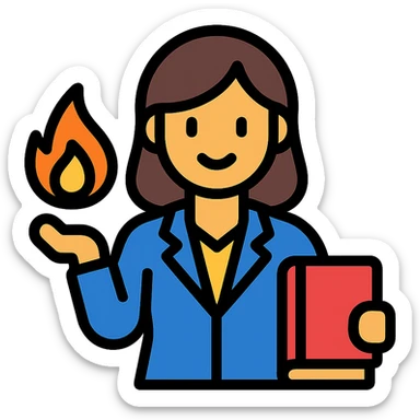 teacher holding fire sticker