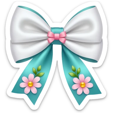 White bow with flowers sticker