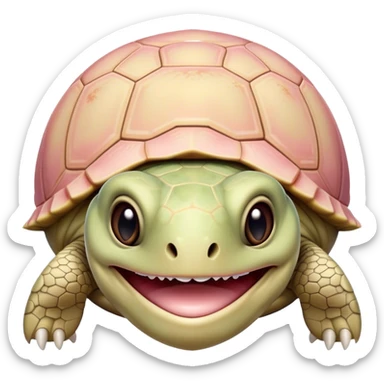 Pale pink/tan turtle with human teeth sticker