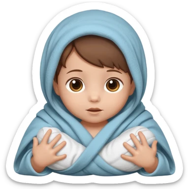 baby wrapped in blanket, redo same pictures but with brown hair sticker