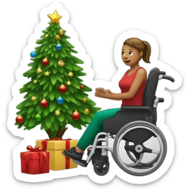 Disabled-woman-next-to-christmas-tree sticker