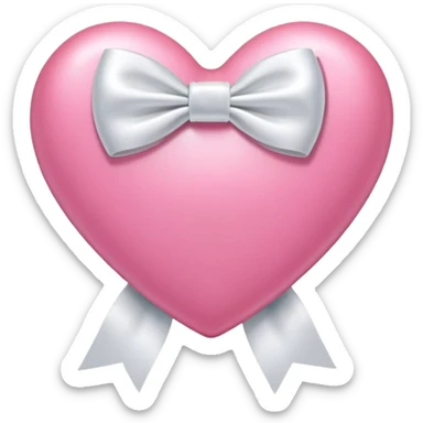 pink heart with white bow sticker