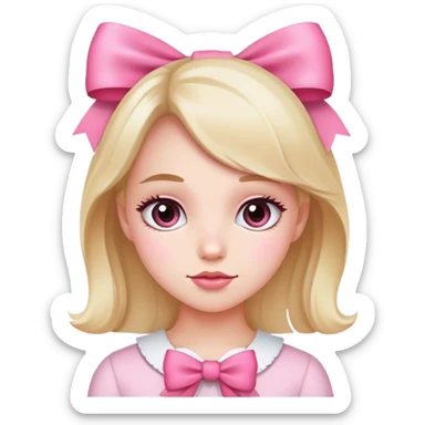 Girl with pink bow sticker