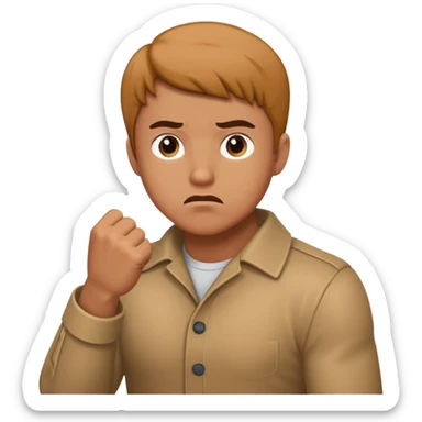 Person questioning with his fist out sticker