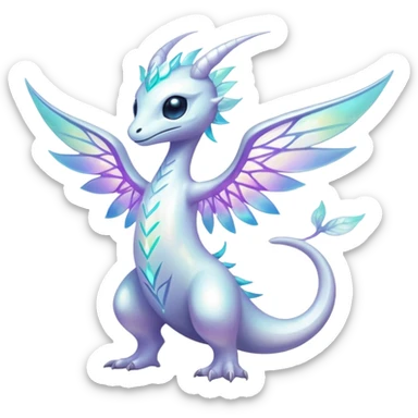A bright whiteish iridescent divine legendary spiritual ethereal beautiful Fakémon-creature sticker