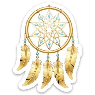 Star-shaped golden bright divine shimmering shiny sparkly glittery glowing glossy dreamcatcher  sticker