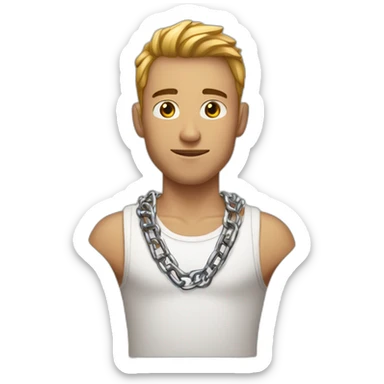 guy wearing tanktop and metal chain around neck sticker