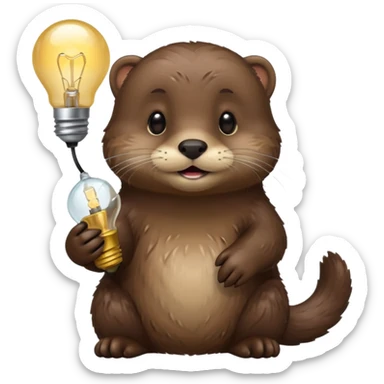 otter holding a lightbulb sticker