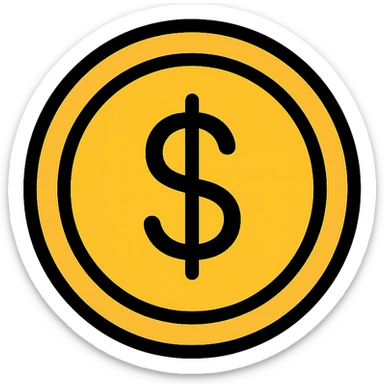 coin with a dollar sign icon sticker
