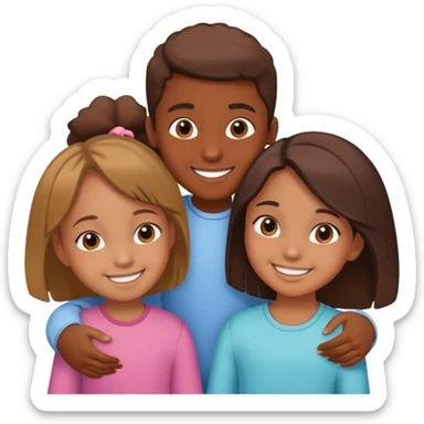 siblings playing together - one boy and two girls sticker