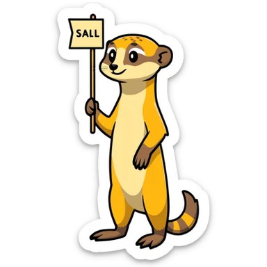 Meerkat is holding a sign saying welcome  sticker